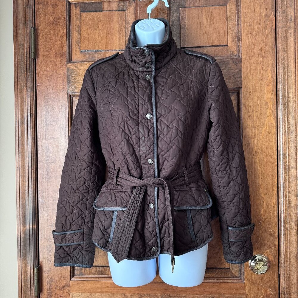 Cole Haan Brown Quilted Jacket w/Belt Small